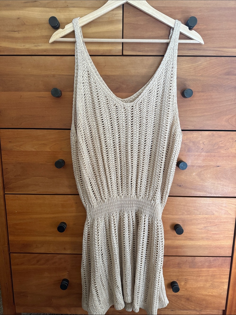 Cupshe Beige Open Knit Sleeveless Top Size XL